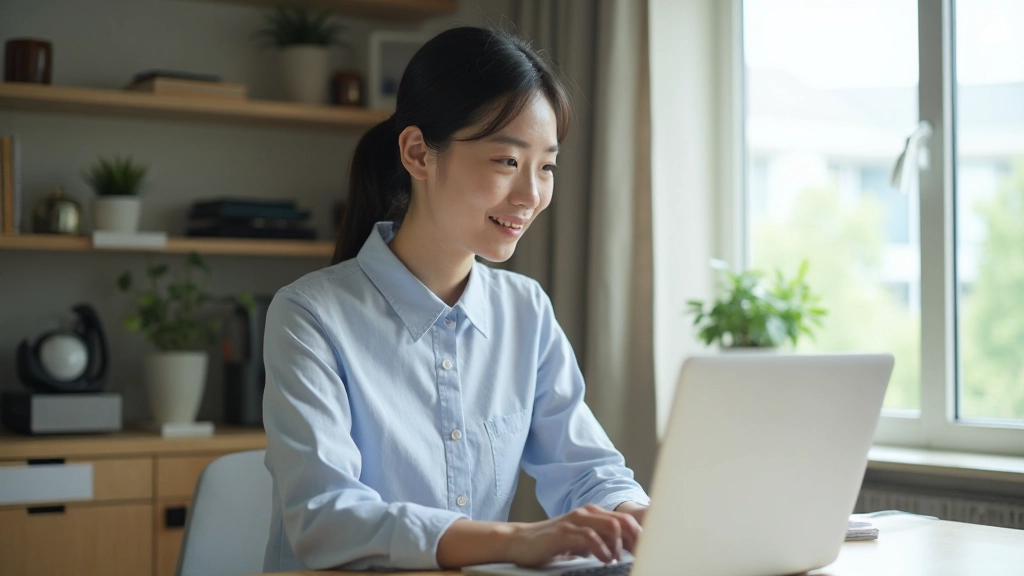 現代的なホームオフィスで生産性ツールを使用する人物